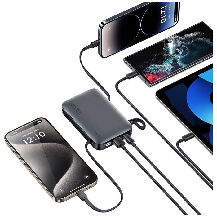 Powerbank USAMS XR Series CD228 10000mAh 20W + kabel USB-C/Lightning czarny