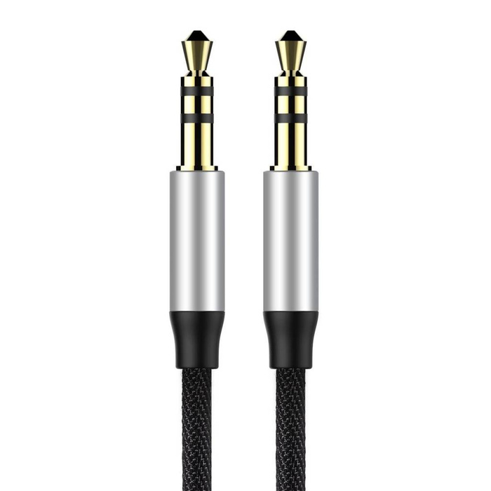 Baseus Yiven M30 kabel audio stereo AUX 3,5 mm męski mini jack 1m srebrno-czarny (CAM30-BS1)