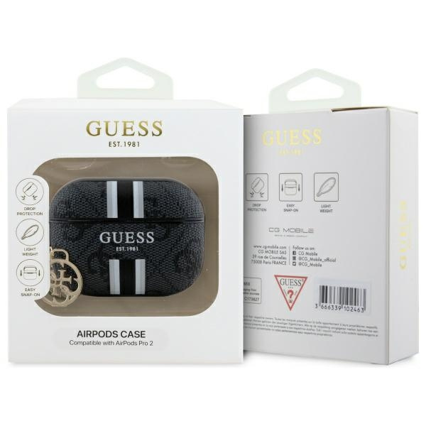 Guess GUAP2P4RPSK AirPods Pro 2           (2022/2023) cover czarny/black 4G Printed Stripes Charm