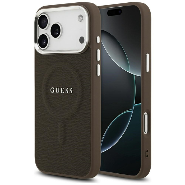 Etui Guess Classic Logo MagSafe do       iPhone 17 Pro Max brązowy