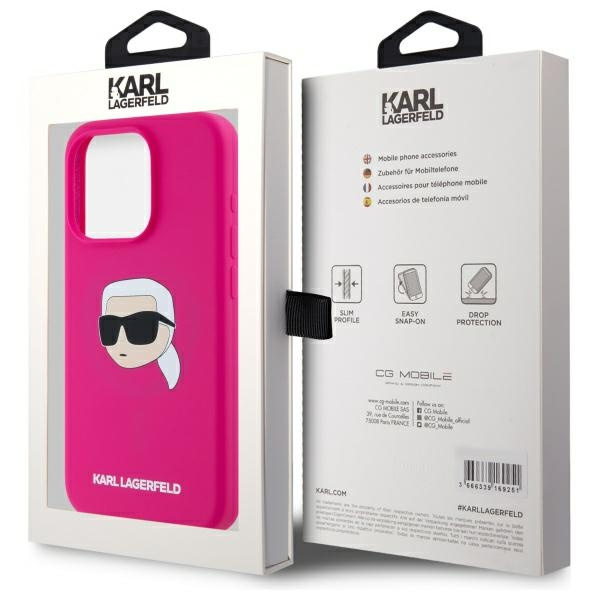 Karl Lagerfeld KLHMP15XSKHPPLF iPhone 15  Pro Max 6.7" fuksja/fuschia hardcase Silicone Karl Head Print MagSafe