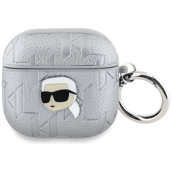 Etui Karl Lagerfeld Monogram Karl Head    do AirPods 4 srebrny