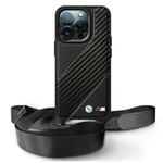 Etui BMW iPhone 16 Pro Max czarny/black hardcase M Edition Carbon Stripe & Strap