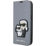 Etui Karl Lagerfeld KLBKP14LSANKCPG iPhone 14 Pro 6.1" bookcase srebrny/silver Saffiano Karl & Choupette Case