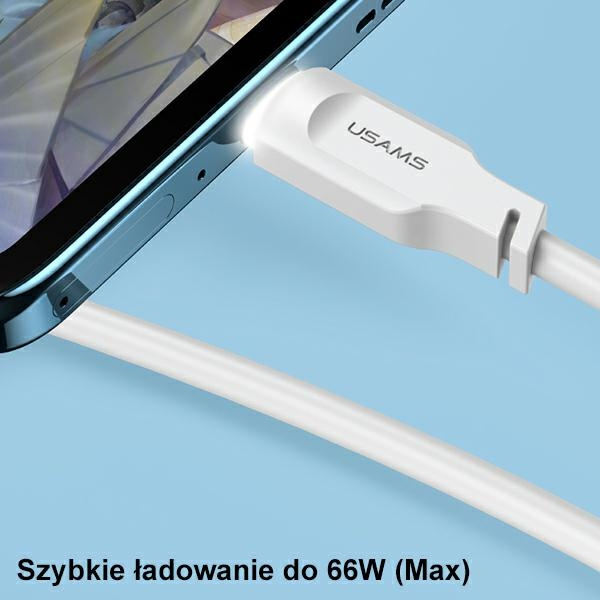 USAMS Kabel USB-C PD Fast Charging 1,2m 6A Lithe Series biały/white SJ568USB02(US-SJ568)
