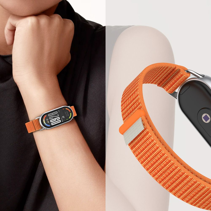 PASEK TECH-PROTECT XIAOMI SMART BAND 8 / 9 / 10 / NFC NYLON STRIPE RÓŻOWY SZARY