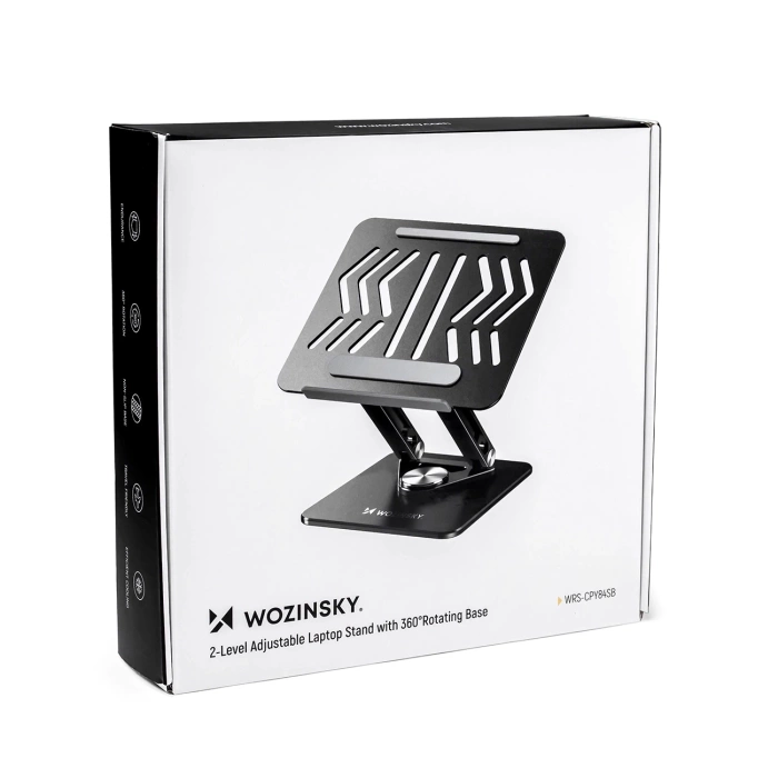 Podstawka pod laptopa Wozinsky WRS-CPY84SB 360 aluminiowa + Gratis! podstawka do smartfona - czarna