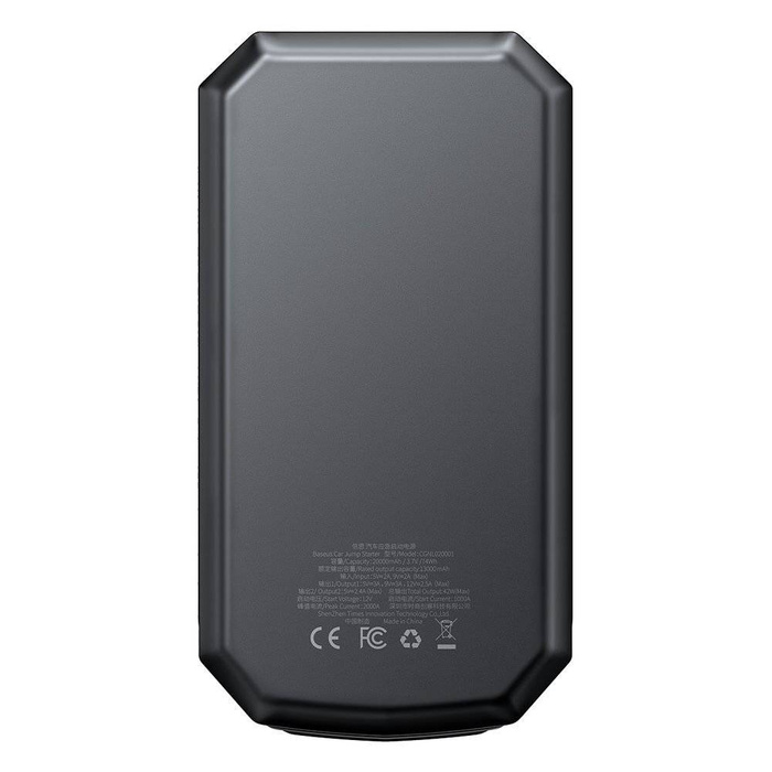 Baseus power bank Power Starter Jump Starter urządzenie rozruchowe booster 2000mAh 12V (2000A / 1000A) + kable krokodylki czarny (CGNL020001)