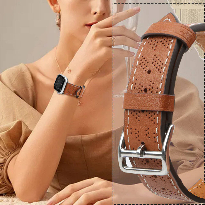 Pasek Strap Leather skórzany pasek Apple Watch Ultra, SE, 8, 7, 6, 5, 4, 3, 2, 1 (49, 45, 44, 42  mm) opaska bransoleta brązowy