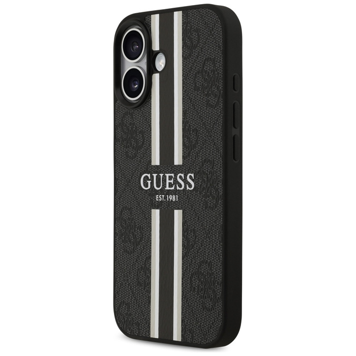 Etui Guess 4G Printed Stripes MagSafe do iPhone 17 czarny