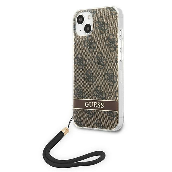 Etui GUESS Apple iPhone 14 4G Print Strap Brązowy Hardcase