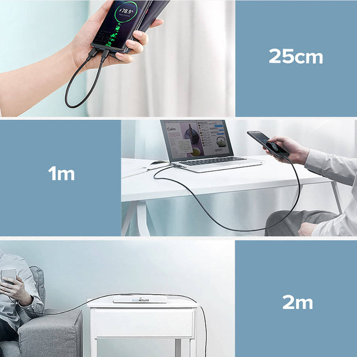 Ugreen kabel przewód USB - USB Typ C Quick Charge 3.0 3A 0,25m czarny (US287 60114)