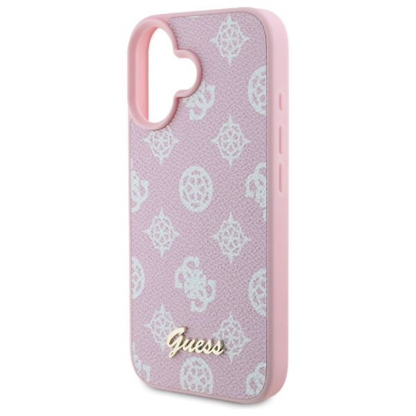 Etui Guess iPhone 16 różowy/pink HC MagSafe PU Peony Script