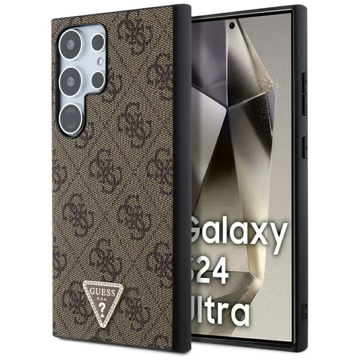 Etui Guess GUHCS24LPGS4TDW Samsung Galaxy S24 Ultra S928 brązowy/brown hardcase Grip Stand 4G Triangle Strass Case