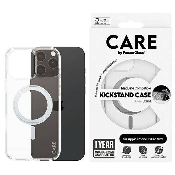 Etui CARE by PanzerGlass Feature Kickstand Case iPhone 16 Pro Max 6,9" srebrny/silver MagSafe 1328