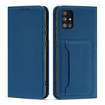 Magnet Card Case etui do Samsung Galaxy A12 5G pokrowiec portfel na karty kartę podstawka niebieski