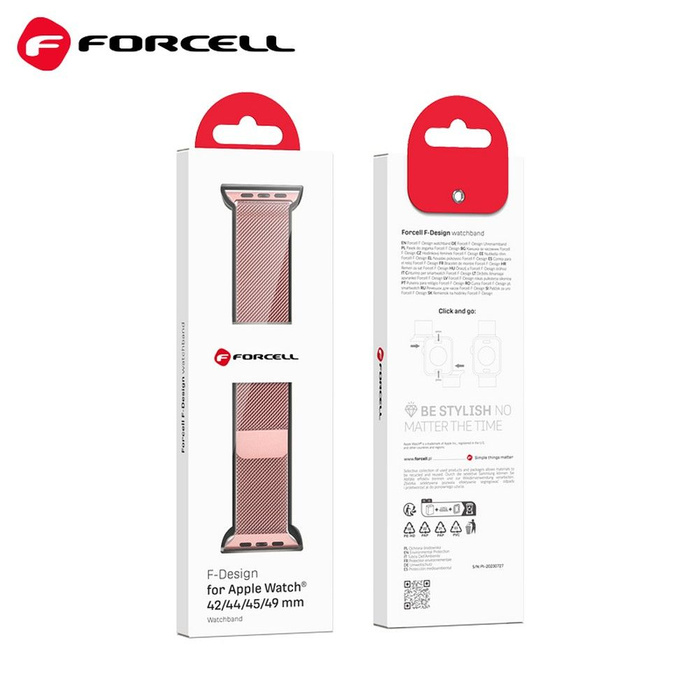 FORCELL F-DESIGN FA03 pasek do APPLE Watch 42 / 44 / 45 / 49 mm różowy