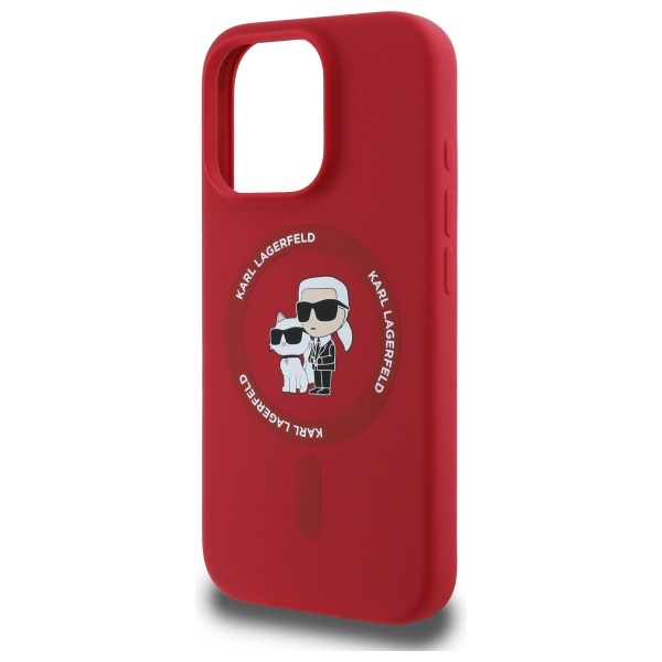 Etui Karl Lagerfeld iPhone 16 Pro czerwony/red HC MagSafe Silicone KC Heads Ring