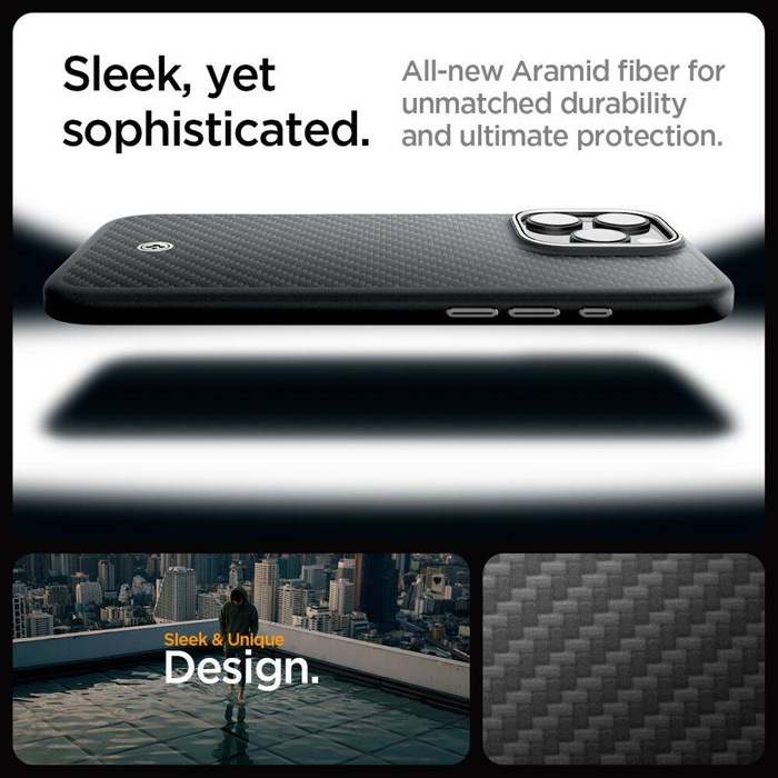 ETUI SPIGEN ENZO ARAMID MAG MAGSAFE IPHONE 16 PRO MAX BLACK/NATURAL