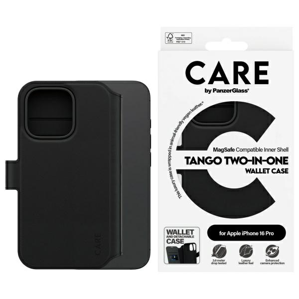 Etui CARE by PanzerGlass Feature Tango   2in1 Wallet iPhone 16 Pro 6.3" MagSafe czarny/black 1330