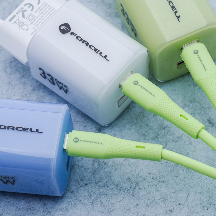 Kabel USB C do USB C Forcell F-Energy QC4.0 PD 5A 100W Silicone 1 m C347 zielony