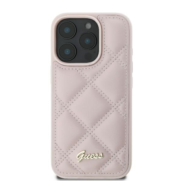 Etui Guess iPhone 16 Pro Max 6.9" różowy/pink hardcase Quilted Metal Logo