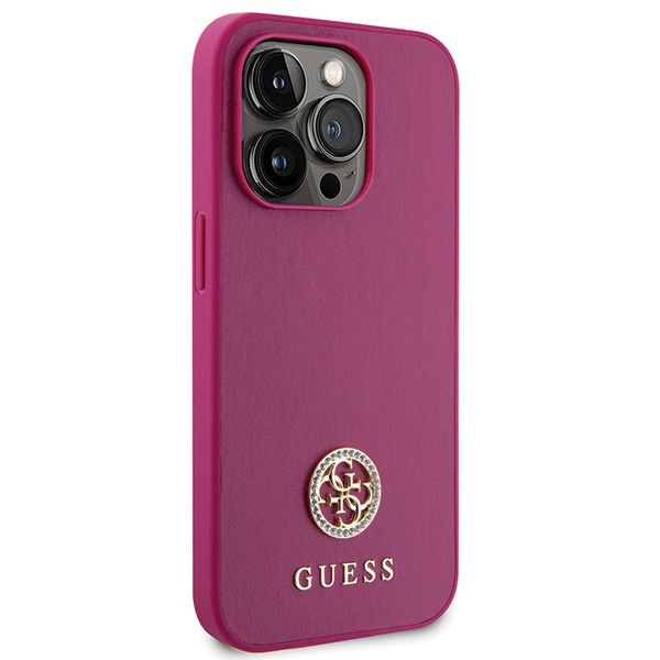 Etui Guess GUHCP15LPS4DGPP iPhone 15 Pro 6.1" różowy/pink hardcase Strass Metal Logo