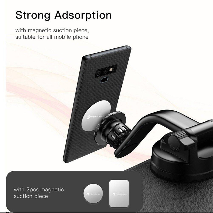 Uchwyt na telefon do samochodu magnetyczny Forcell F-Grip MagLuxe do szyby / deski / kratki czarny