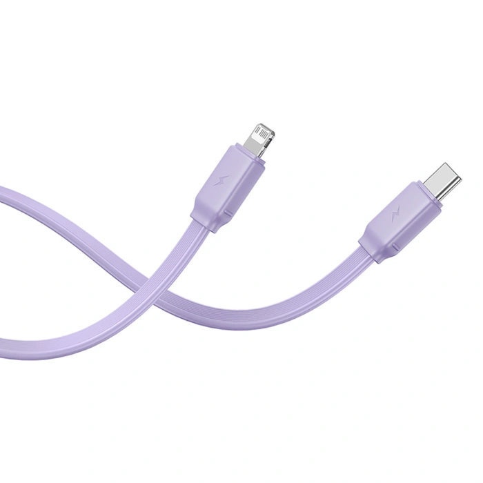 Powerbank Baseus Qpow2 20000mAh 22,5W z podwójnym kablem z wyświetlaczem cyfrowym + kabel Baseus Simple USB-C 3A 0,3m (biały) - fioletowy