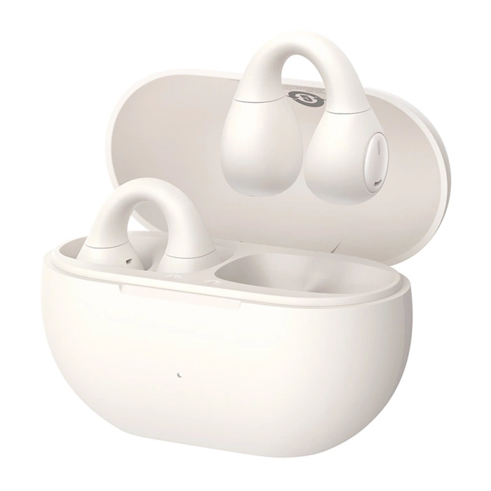 Słuchawki Baseus Bass 15 Clip OWS bezprzewodowe z kablem Baseus Simple USB-C 3A 30cm - białe