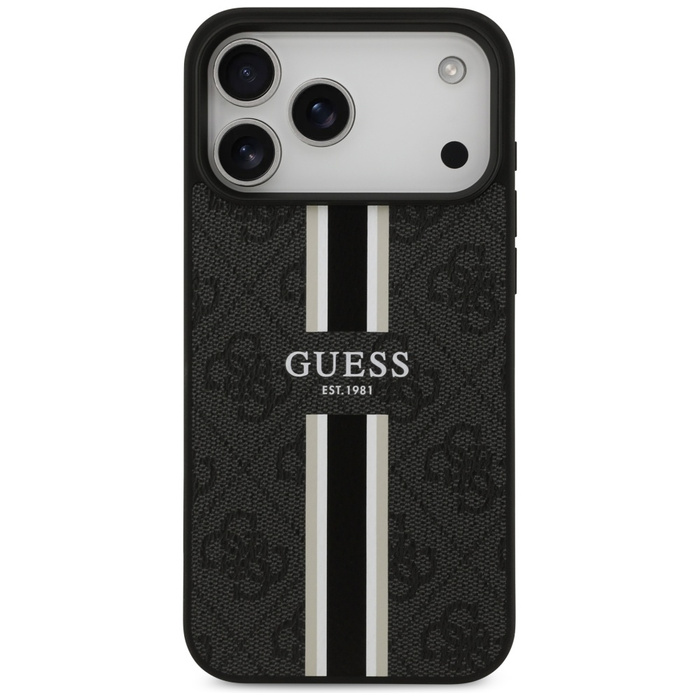 Etui Guess 4G Printed Stripes MagSafe do iPhone 17 Pro Max czarny