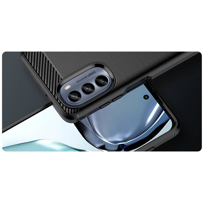 Etui Carbon Case etui do Motorola Moto G62 5G elastyczny silikonowy karbonowy pokrowiec czarne Case
