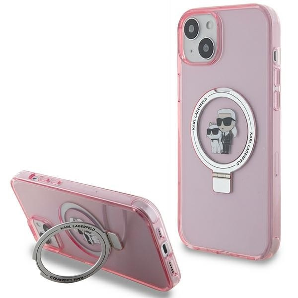 Etui Karl Lagerfeld KLHMP15MHMRSKCP iPhone 15 Plus 6.7" różowy/pink hardcase Ring Stand Karl&Choupettte MagSafe Case