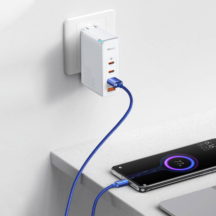 [PO ZWROCIE] Baseus Crystal Shine Series kabel przewód USB do szybkiego ładowania i transferu danych USB Typ A - USB Typ C 100W 1,2m niebieski (CAJY000403)