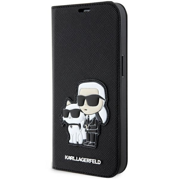 Etui Karl Lagerfeld KLBKP14XSANKCPK iPhone 14 Pro Max 6.7" bookcase czarny/black Saffiano Karl & Choupette Case