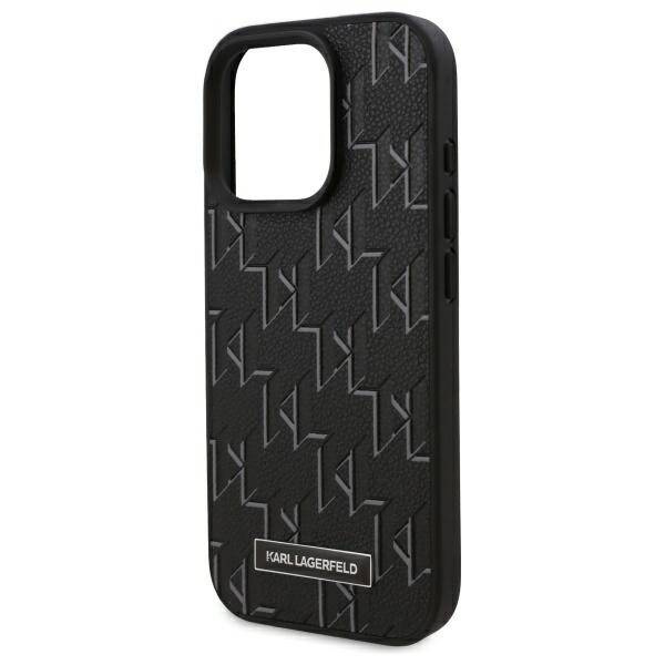 Etui Karl Lagerfeld iPhone 16 Pro 6.3" hardcase czarny/black Leather Monogram Metal Logo MagSafe