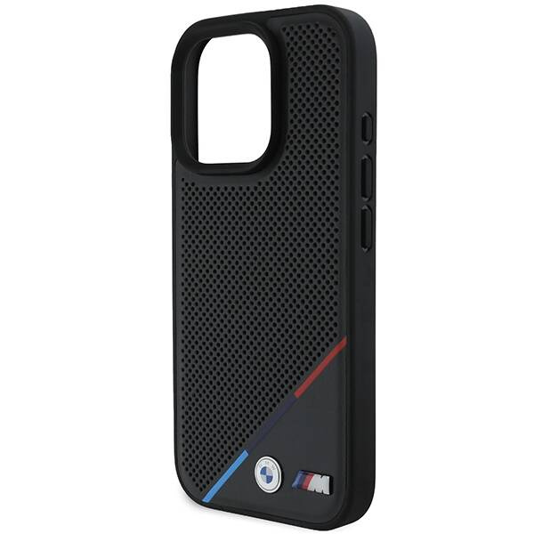 Etui BMW iPhone 16 Pro 6.3" czarny/black hardcase M Perforated Tricolor Line MagSafe