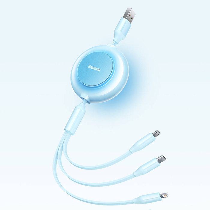 Baseus Bright Mirror 2 kabel przewód 3w1 USB Typ A - micro USB + Lightning + USB Typ C 3.5A 1.1m fioletowy (CAMJ010005)