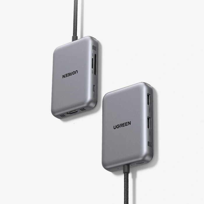 Hub Ugreen USB-C 7w1 HDMI USB-C USB-A SD/TF - szary