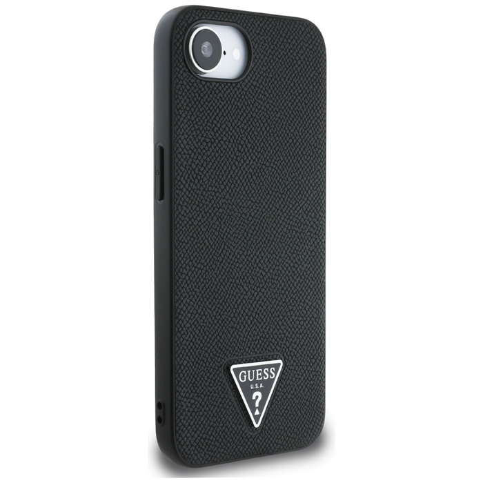 Etui Guess Grained Triangle MagSafe do   iPhone 16e czarny