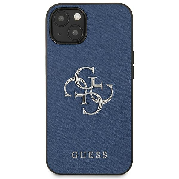 Etui GUESS Apple iPhone 13 Mini Saffiano 4G Metal Logo Niebieski Hardcase