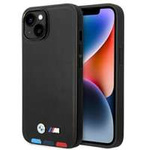 Etui BMW BMHMP14S22PTDK iPhone 14 6,1" czarny/black Leather Stamp Tricolor Magsafe