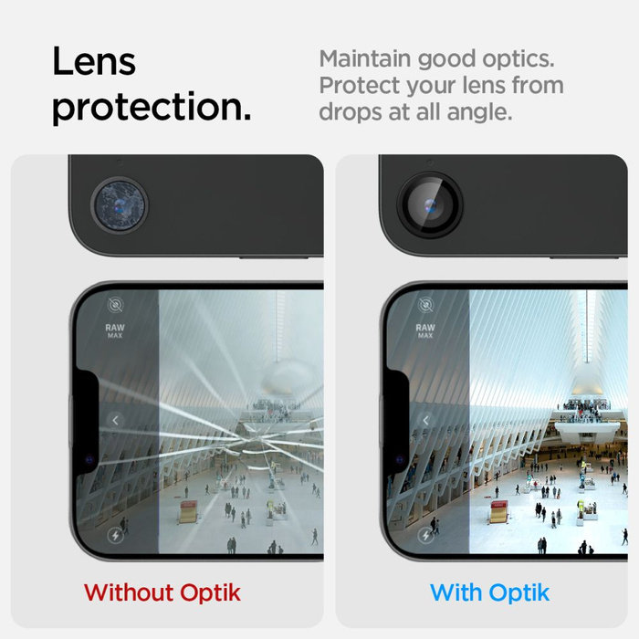 OSŁONA APARATU SPIGEN IPHONE 16E OPTIK PRO GLAS.TR ”EZ FIT” CAMERA PROTECTOR 2-PACK CZARNA