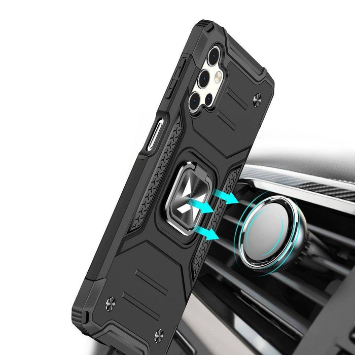 Wozinsky Ring Armor pancerne hybrydowe etui pokrowiec + magnetyczny uchwyt Samsung Galaxy A73 czarny