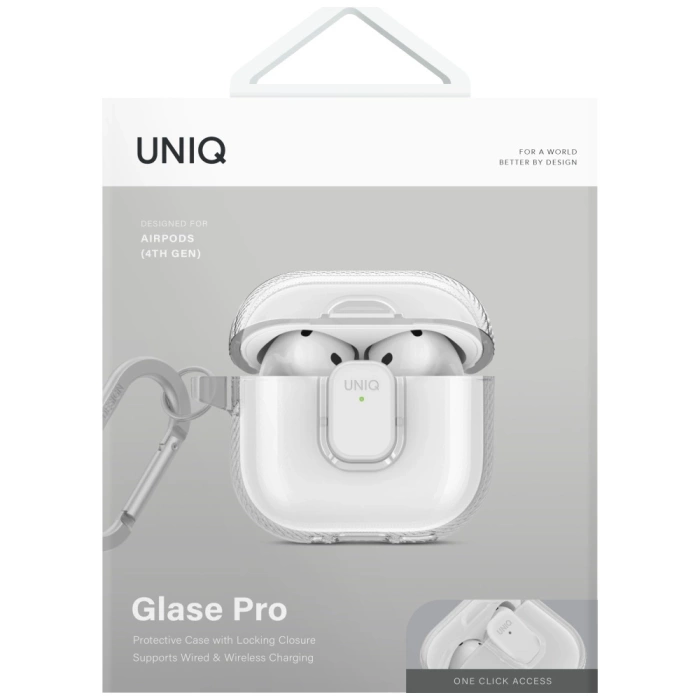 Etui UNIQ AirPods 4 Glase Pro Lock Case Przezroczysty