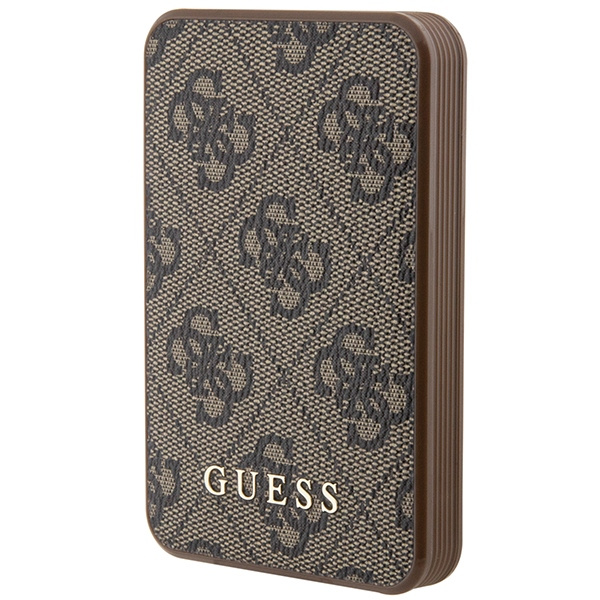 Guess Powerbank 15W GUPB5LP4GEGW 5000mAh brązowy/brown 4G Leather Metal Logo