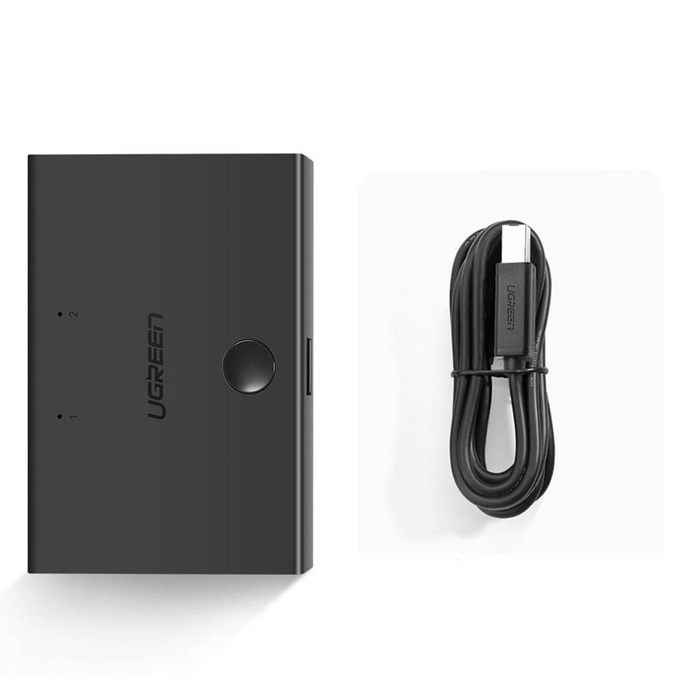 Ugreen switch box HUB przełącznik 1x USB 2.0 - 2x USB Typ B rozdzielacz na dwa komputery czarny (30345 US158)