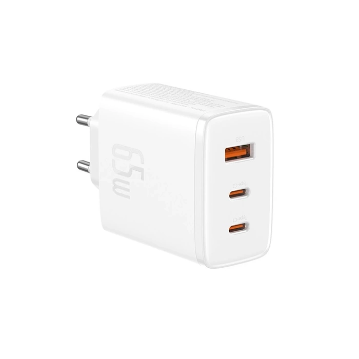 Ładowarka sieciowa Baseus OS-Cube Pro 2 x USB-C + USB, 65W (biała)
