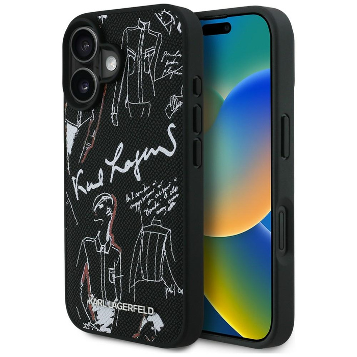 Etui Karl Lagerfeld Grained Pattern &    Logo MagSafe do iPhone 16 czarny