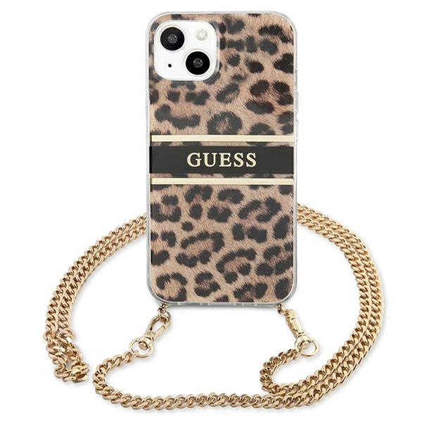 Etui GUESS Apple iPhone 13 Mini Leopard Gold Strap Brązowy Hardcase